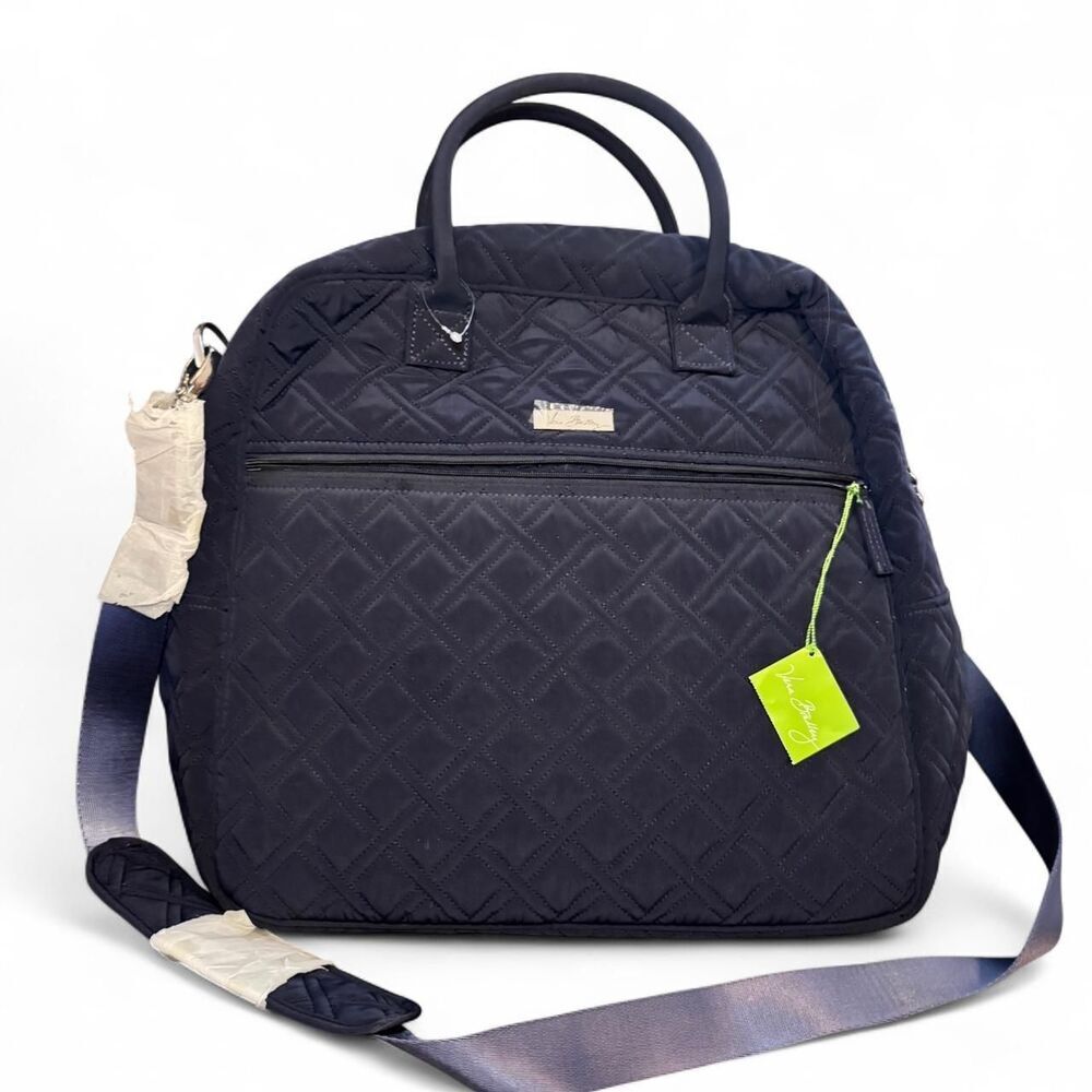 Vera Bradley Classic Navy Overnight Tote Quilted Travel Carry On Bag NWT